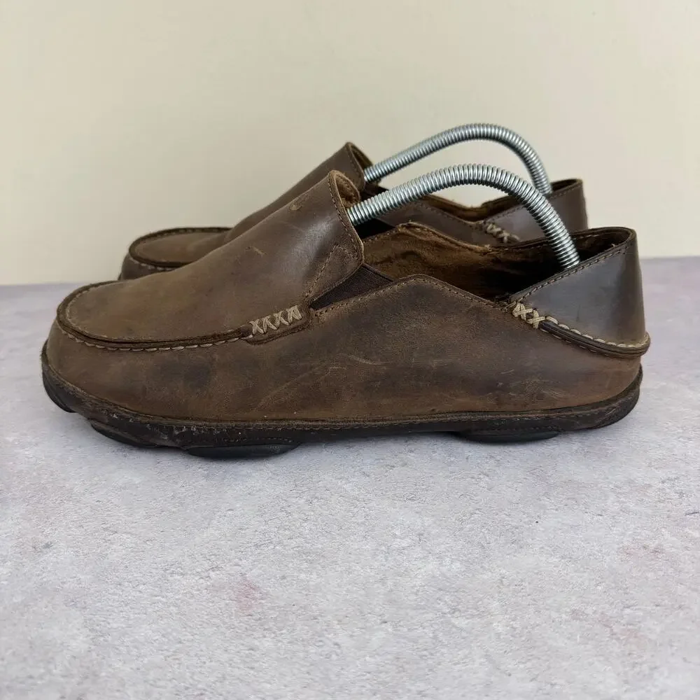 Olukai Shoes Men's Size 10 Moloa Kapa Slip On Drop In Heel Casual Resort READ